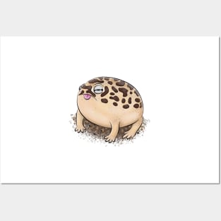 Cute brown desert rain frog cartoon illustration Posters and Art